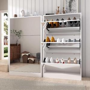 خزانة تنظيم الأحذية العصرية بمرآة