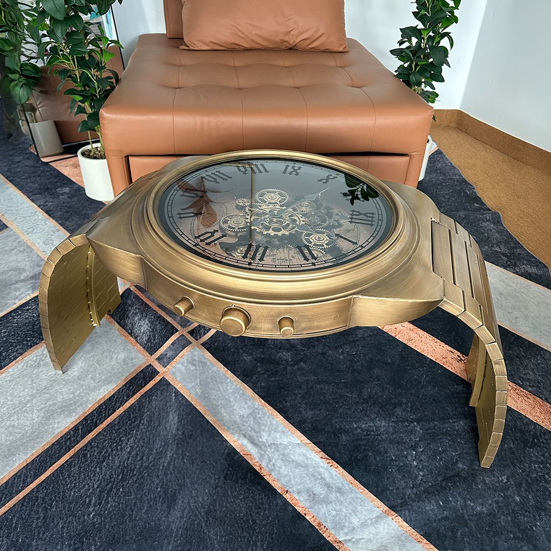 طقم طاولات بتصميم ساعة يد تروس الذهبية - 3
