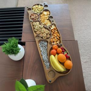 لوح تقديم خشبي فاخر للتسالي والضيافة من روح