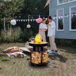  موقد الحطب الخارجي مع مساحة تخزين - 14