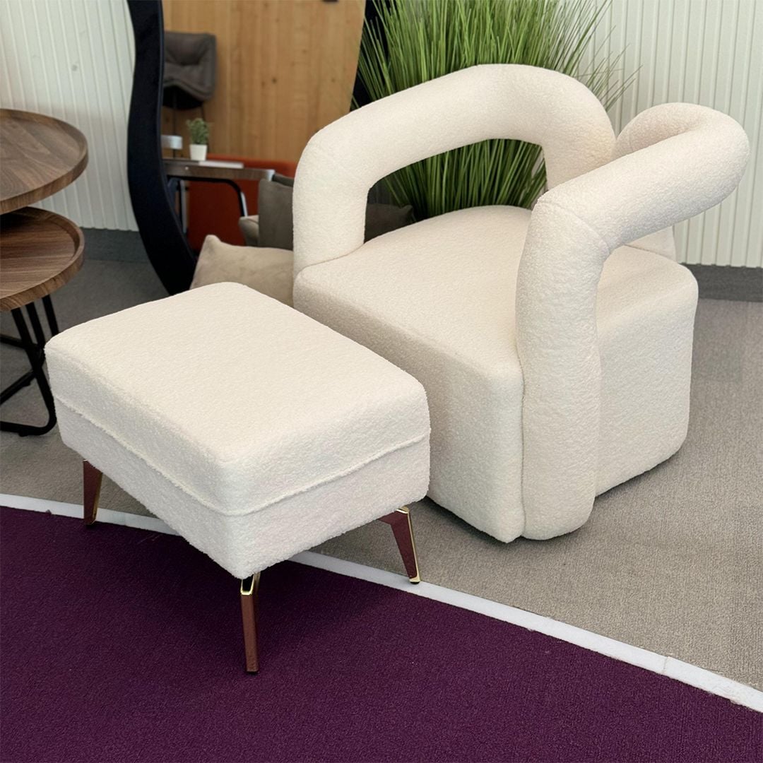 Velvet Chair with Footrest