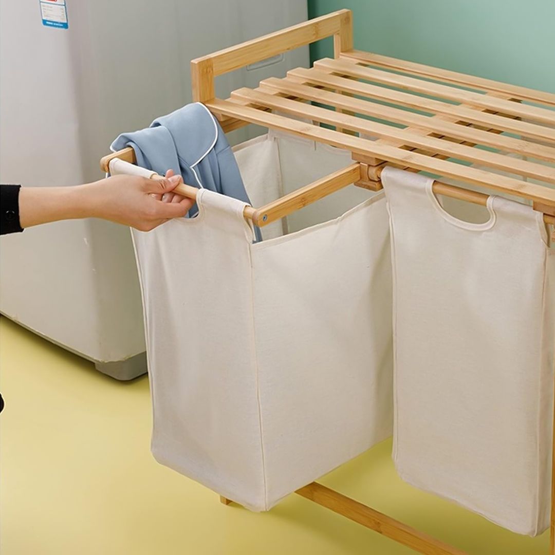 Double Wooden Laundry Basket product thumbnail 4