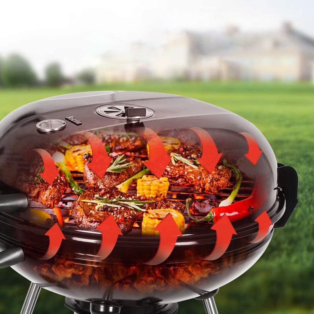 شواية الفحم للرحلات بغطاء علوي 98 سم - 7