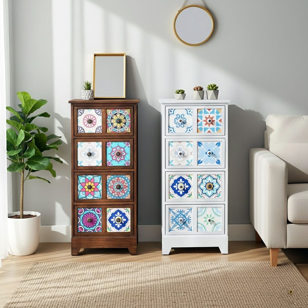 خزانة جانبية خشبية بتصميم فسيفسائي - 6