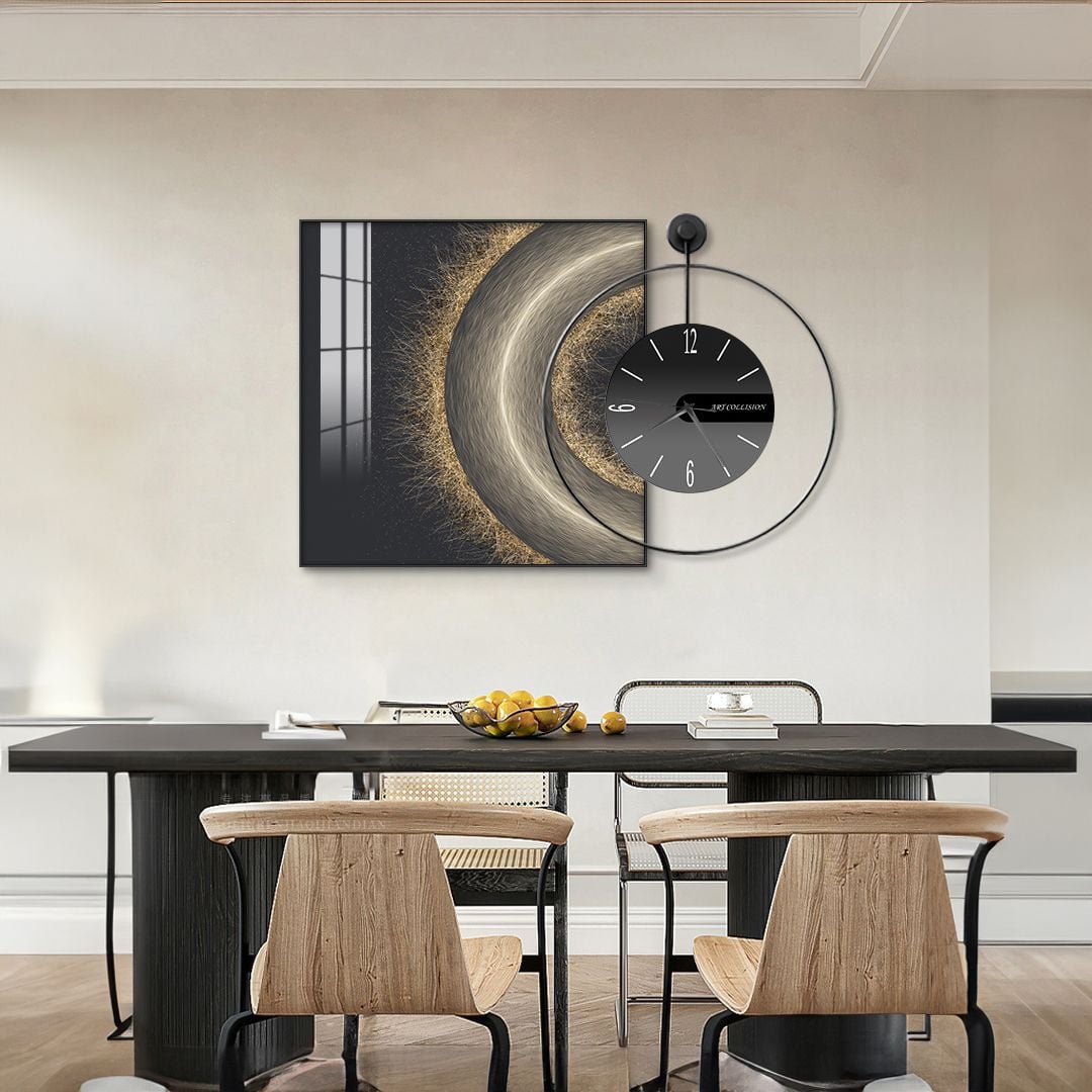 ساعة حائط دائرية مع صورة جدارية - 2