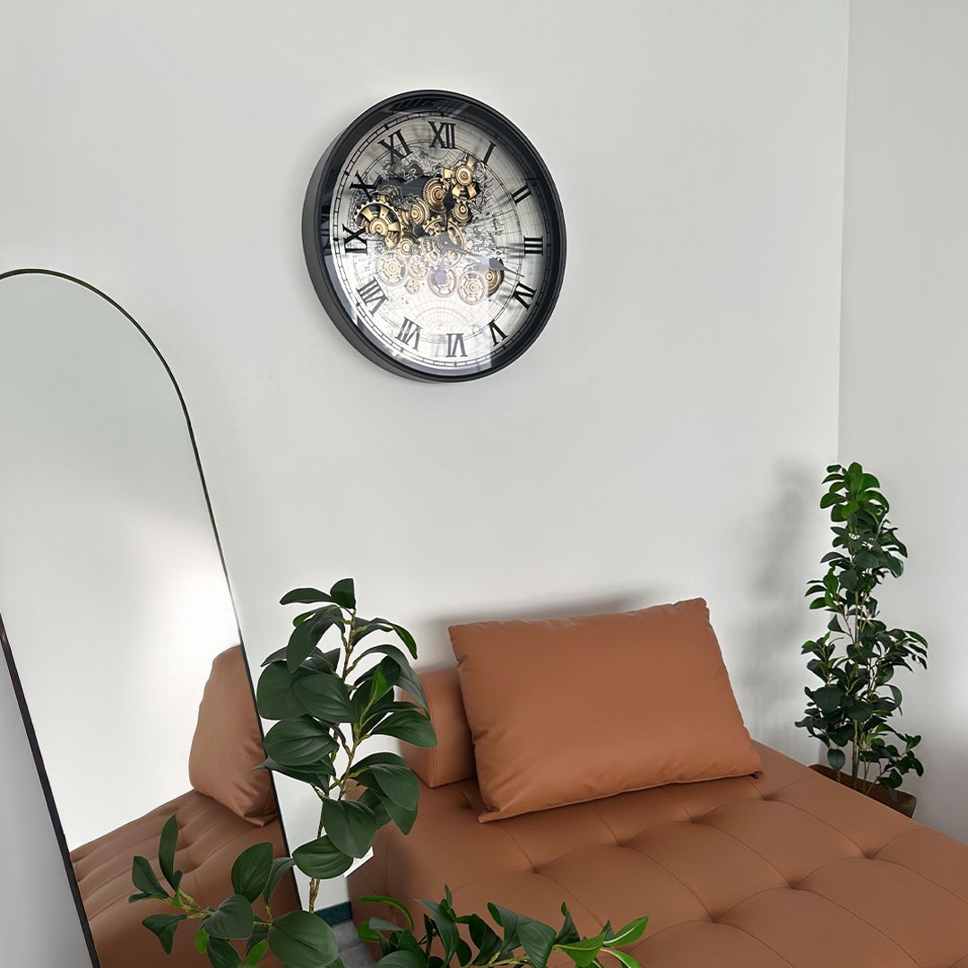 طاولة جانبية رخامية مزدوجة بتصميم ساعة تروس فاخر - 3