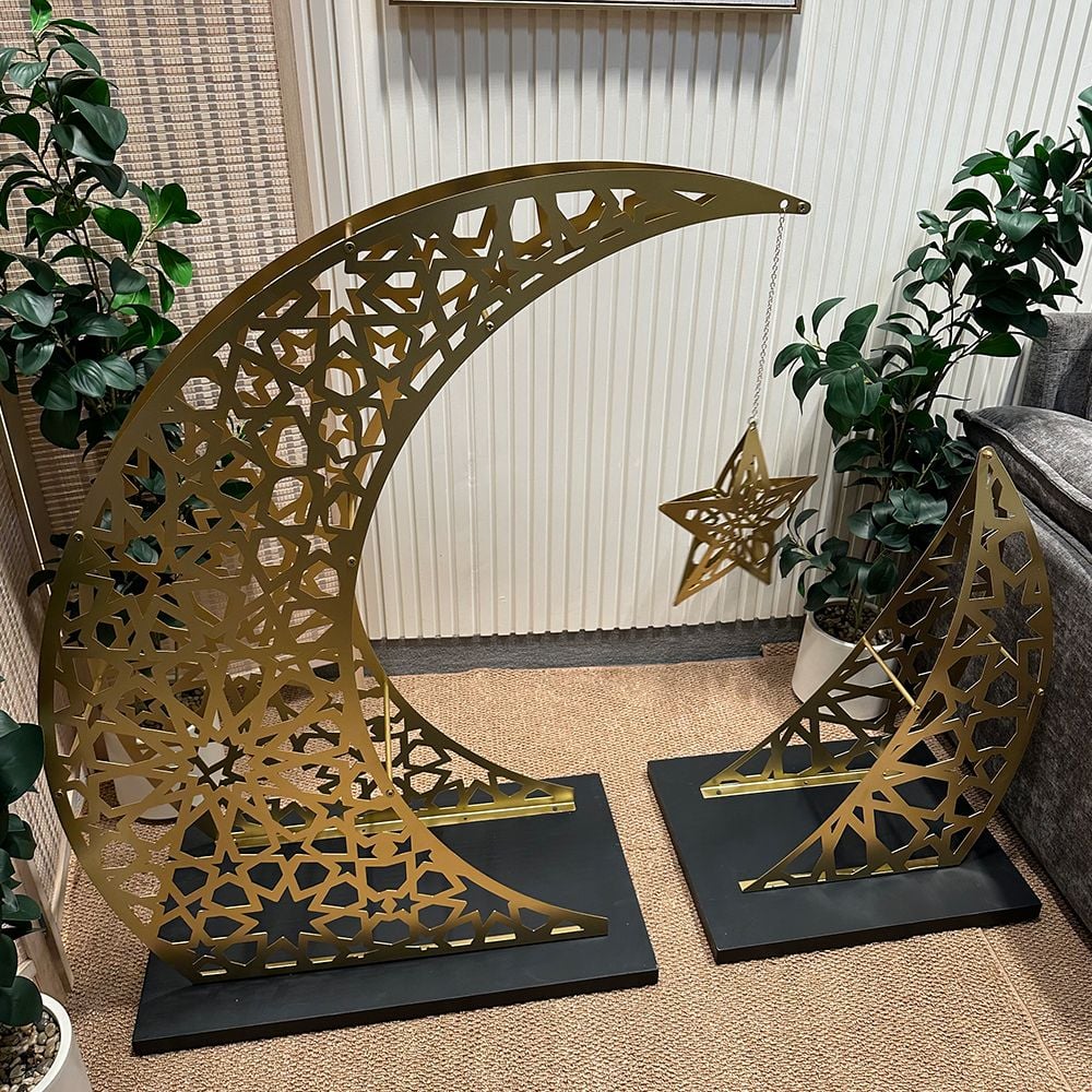 ديكور هلال رمضاني ذهبي فاخر من روح - 7