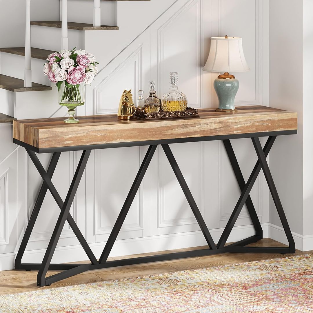 كونسول خشبي بإطار معدن - 8