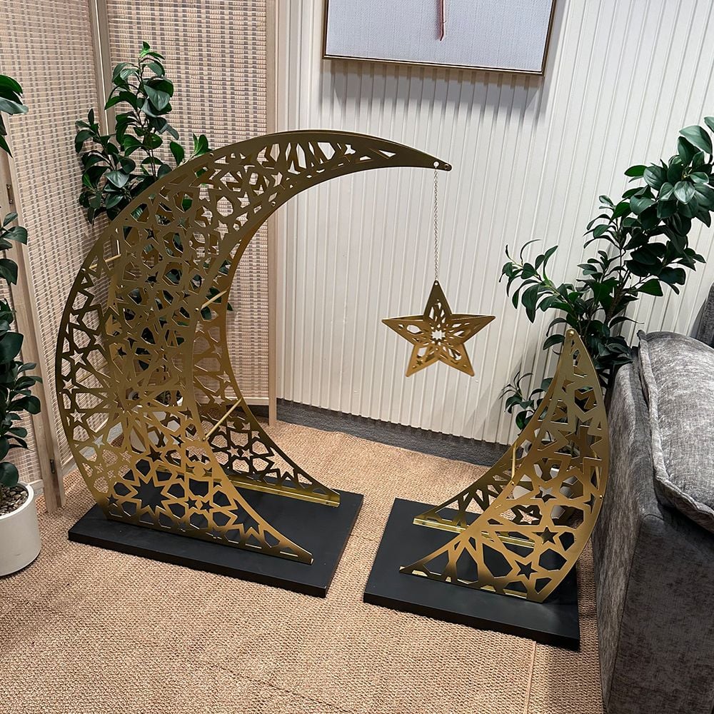 ديكور هلال رمضاني ذهبي فاخر من روح - 6