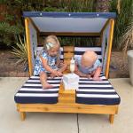 كرسي تشميس خشبي مع مظلة للأطفال - 5