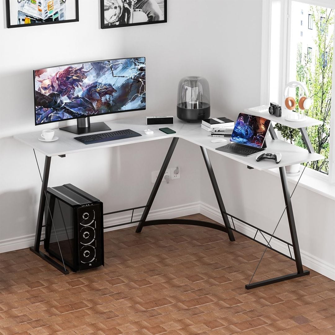 مكتب خشبي على شكل حرف L - 4