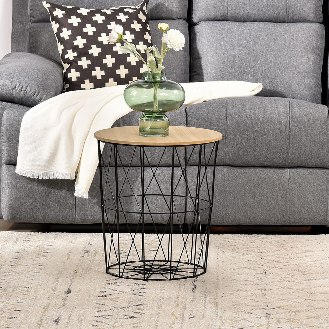 طاولة معدنية متعددة الاستخدام بغطاء خشبي - 2