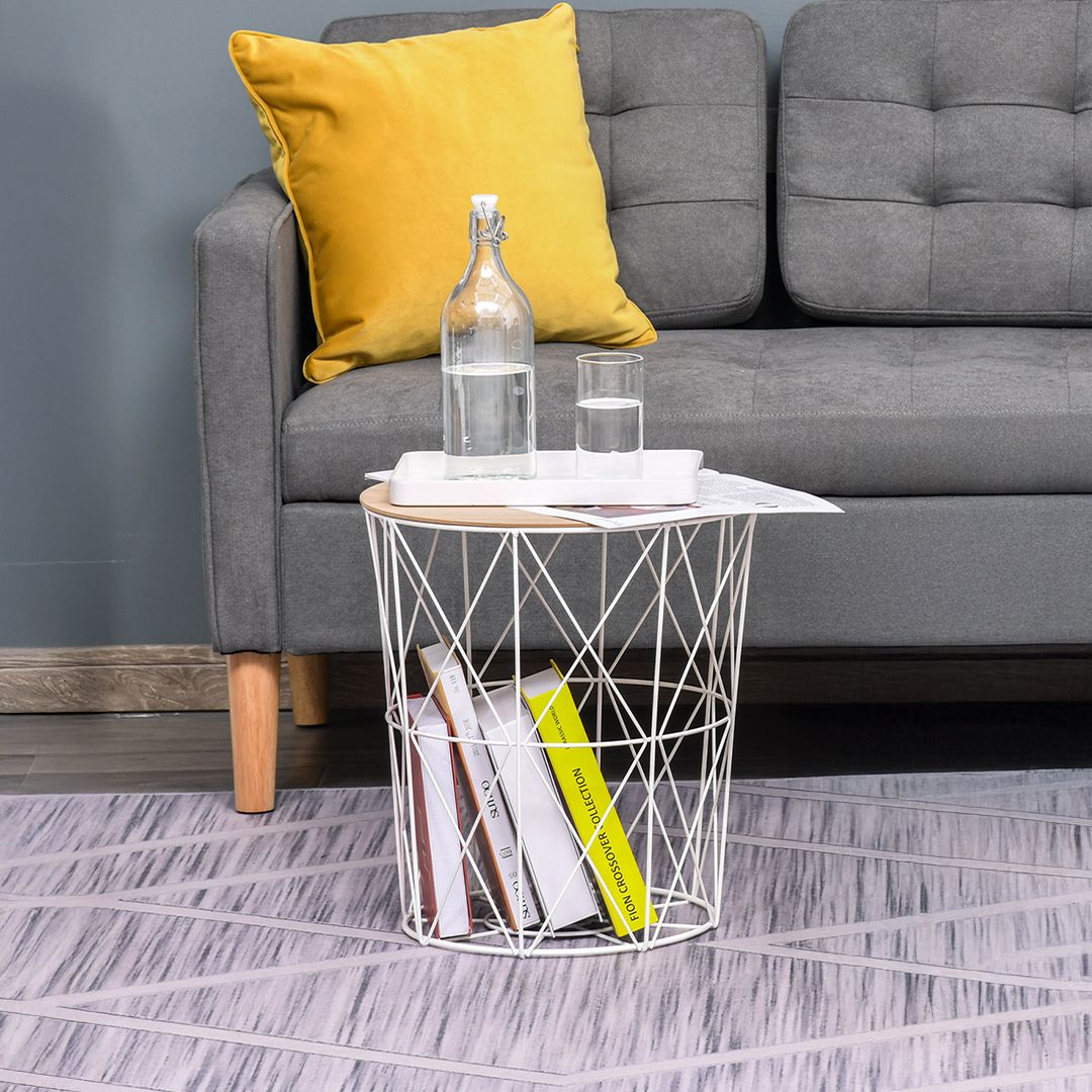 طاولة معدنية متعددة الاستخدام بغطاء خشبي - 3