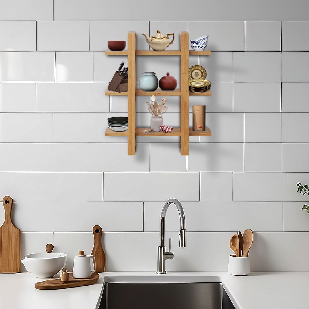 Geometric Design Wooden Wall Shelves product thumbnail 9