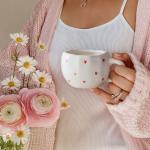 فنجان مع صحن مزخرف بالقلوب - 8