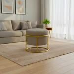 بوف بتصميم دائري و قاعدة معدنية ذهبية - 7