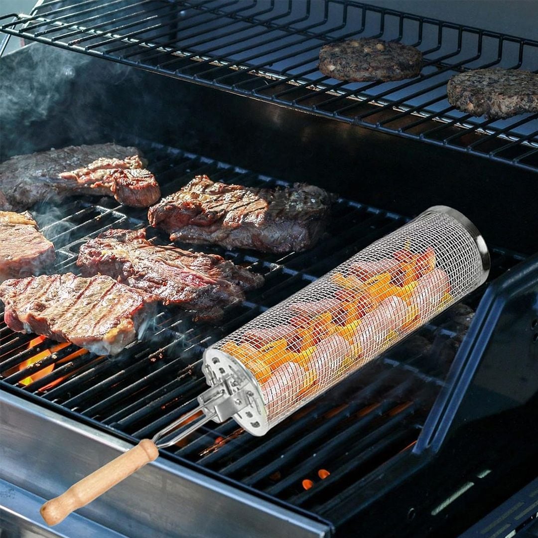 سلة شواء دوارة ستانلس ستيل - 10