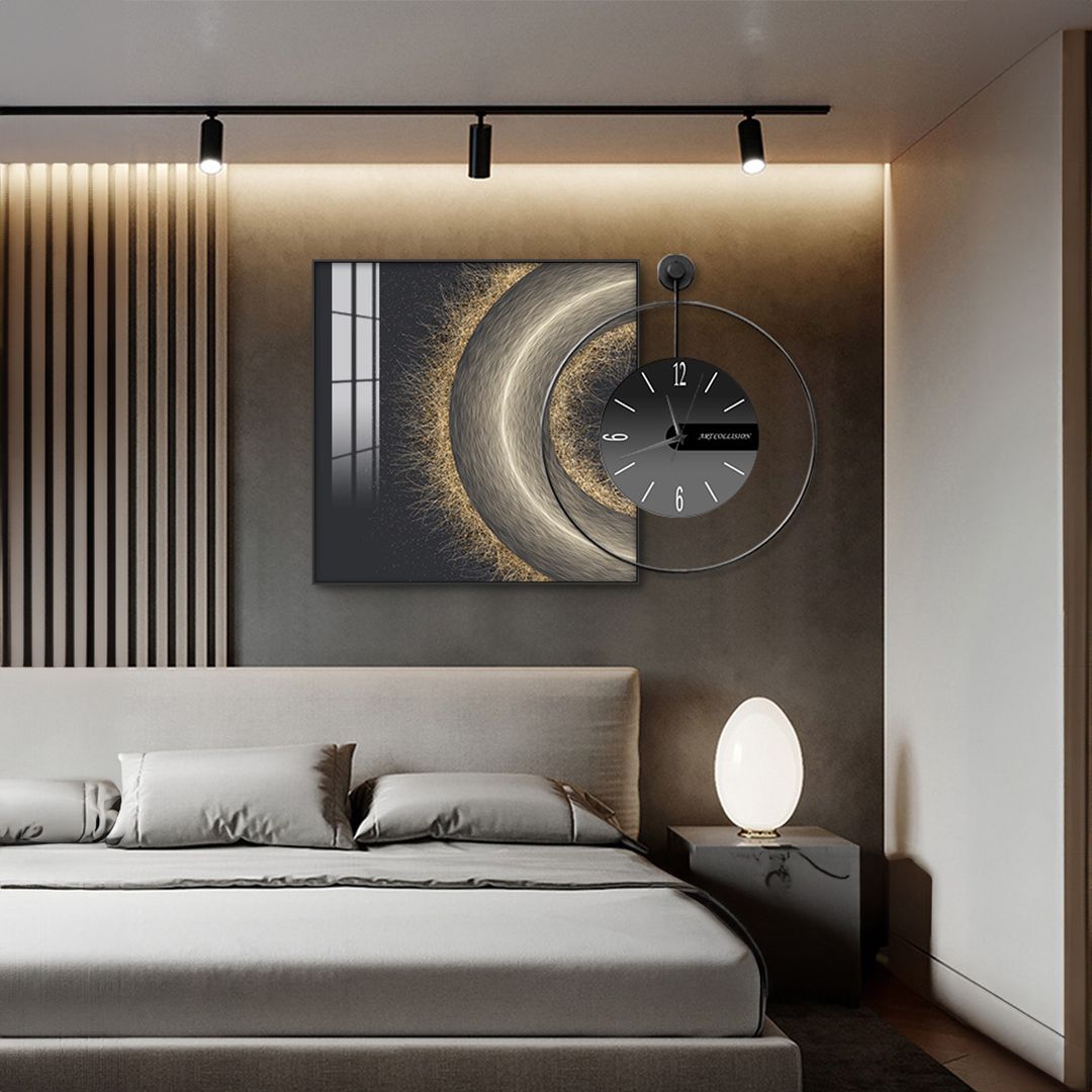 ساعة حائط دائرية مع صورة جدارية - 3