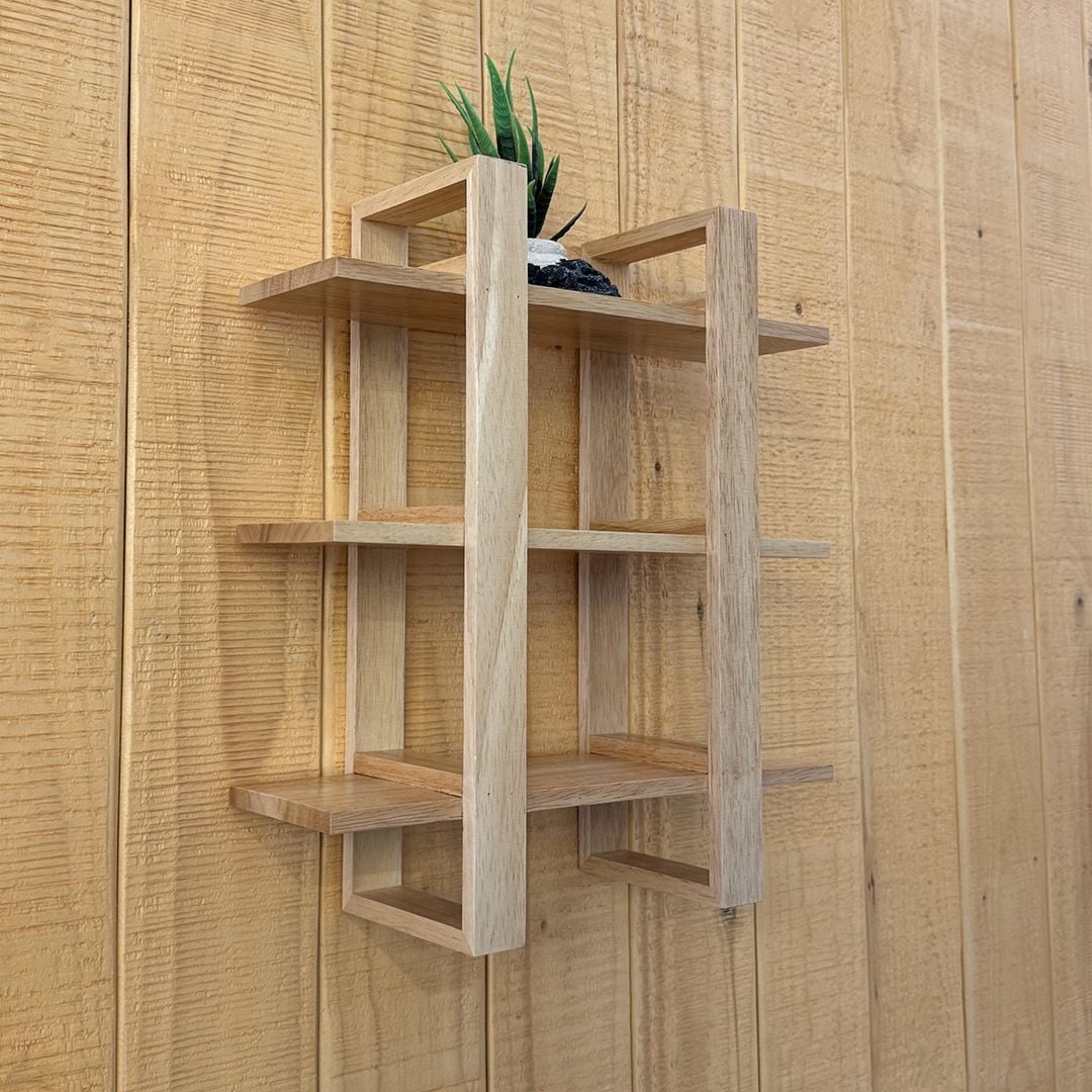 Geometric Design Wooden Wall Shelves product thumbnail 4