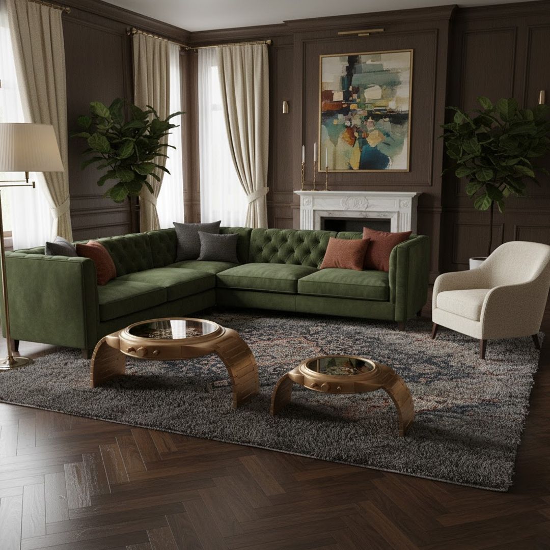 طقم طاولات بتصميم ساعة يد تروس الذهبية - 13