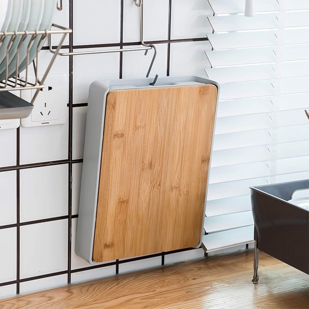 لوح تقطيع خشبي مع صندوق تخزين - 7