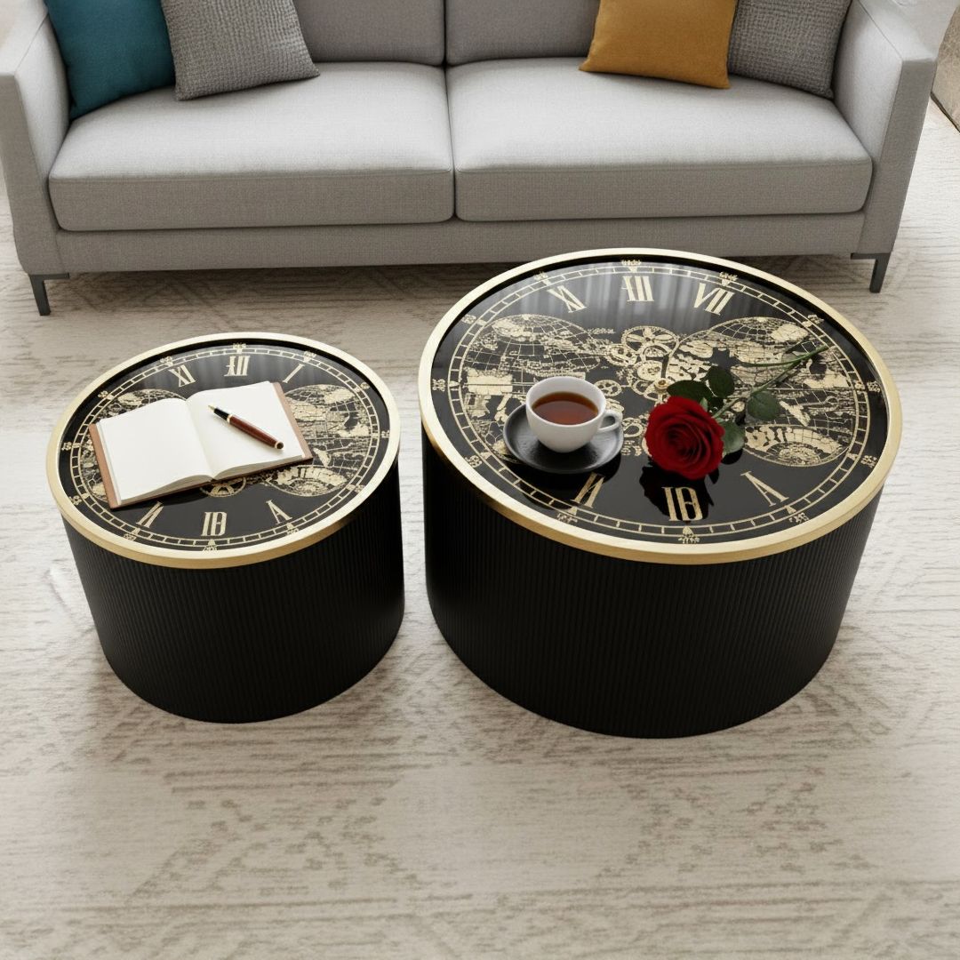 طقم طاولات بتصميم تروس ساعة فني فاخر - 6