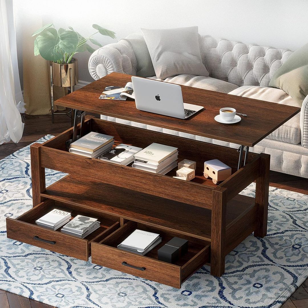 طاولة وسط خشبية بسطح متحرك - 3