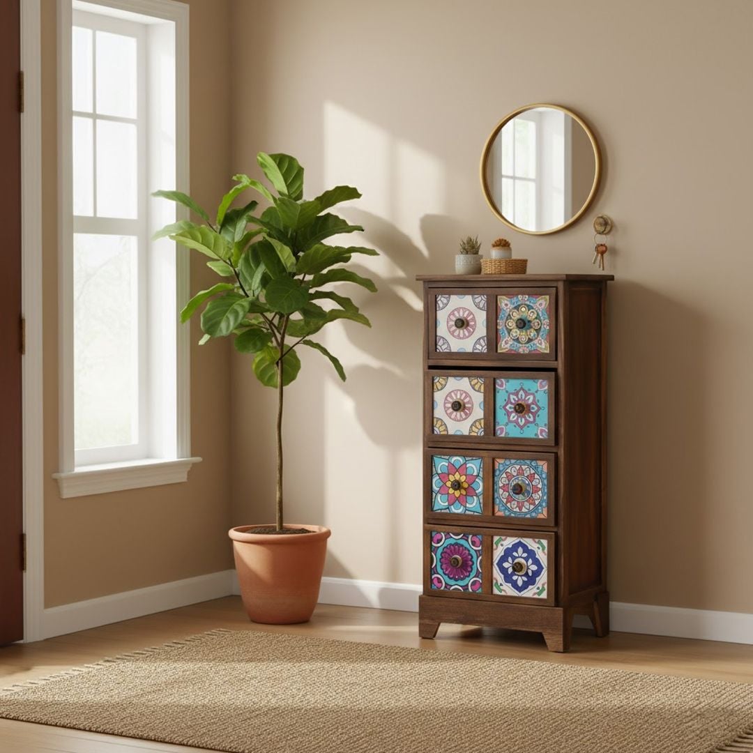 خزانة جانبية خشبية بتصميم فسيفسائي - 9