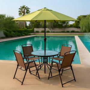 طقم جلوس خارجي مع مظلة