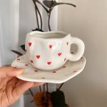 فنجان مع صحن مزخرف بالقلوب - 13