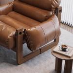 كرسي جلد مريح بإطار خشبي فاخر - 6