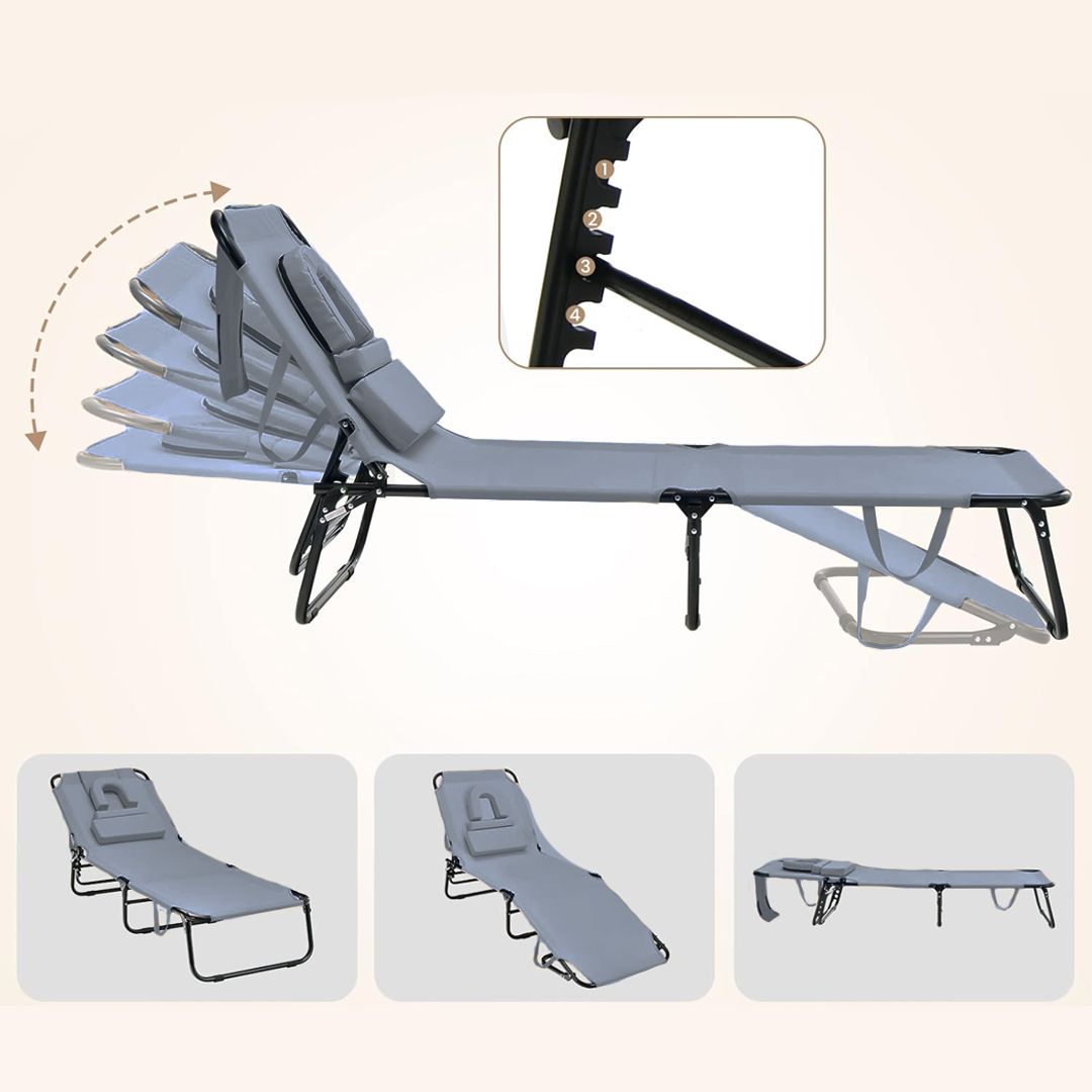كرسي التشميس القابل للطي مع فتحة للوجه - 7