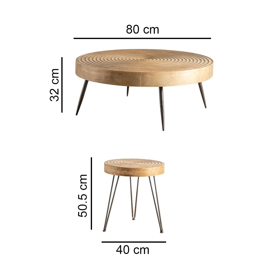 Round Coffee Table Set with Rustic Design product thumbnail 12