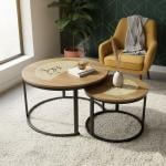 طاولات وسط متداخلة من الخشب و البامبو - 1