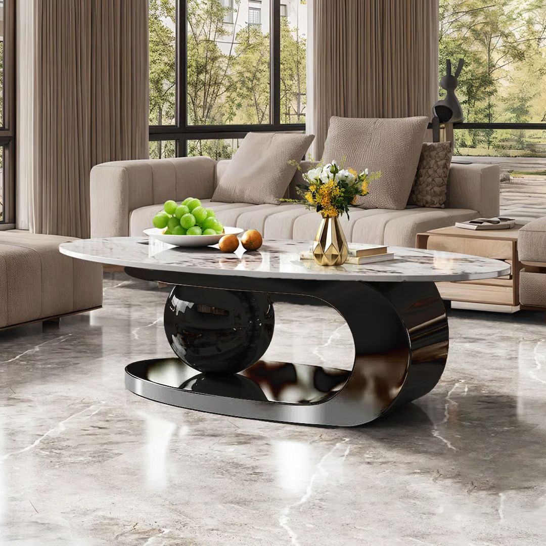 طقم طاولات وسط بيضاوية بتصميم فاخر - 17