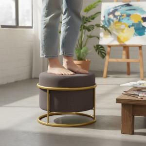 بوف بتصميم دائري و قاعدة معدنية ذهبية - 4