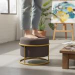 بوف بتصميم دائري و قاعدة معدنية ذهبية - 3