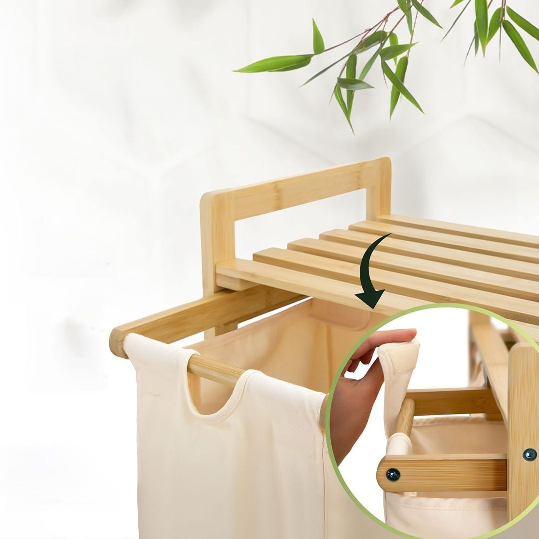 Double Wooden Laundry Basket product thumbnail 7