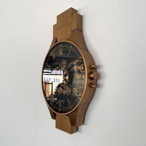 ساعة حائط بتصميم ساعة يد بتروس ذهبية - 4