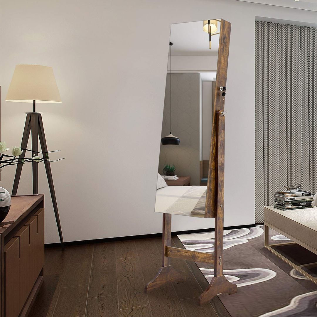 خزانة مجوهرات أرضية بمرآة مع إضاءة داخلية - 7