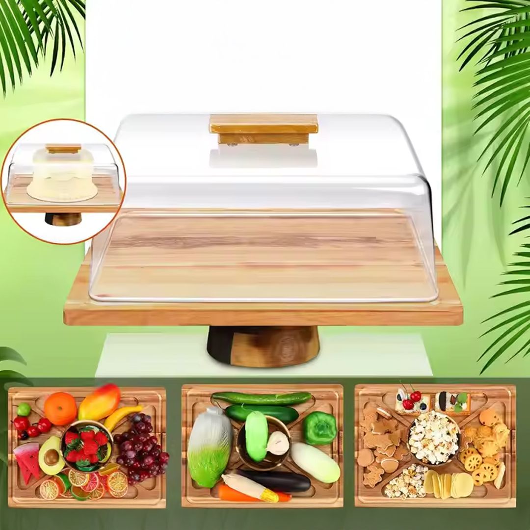 بلاتر التقديم الخشبي مع غطاء - 4