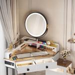 طاولة مكياج بمرآة LED دائرية - 12