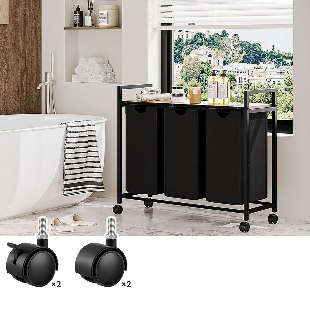 منظم غسيل ثلاثي مع رف خشبي - 10