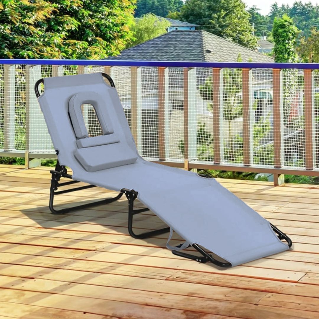 كرسي التشميس القابل للطي مع فتحة للوجه - 14