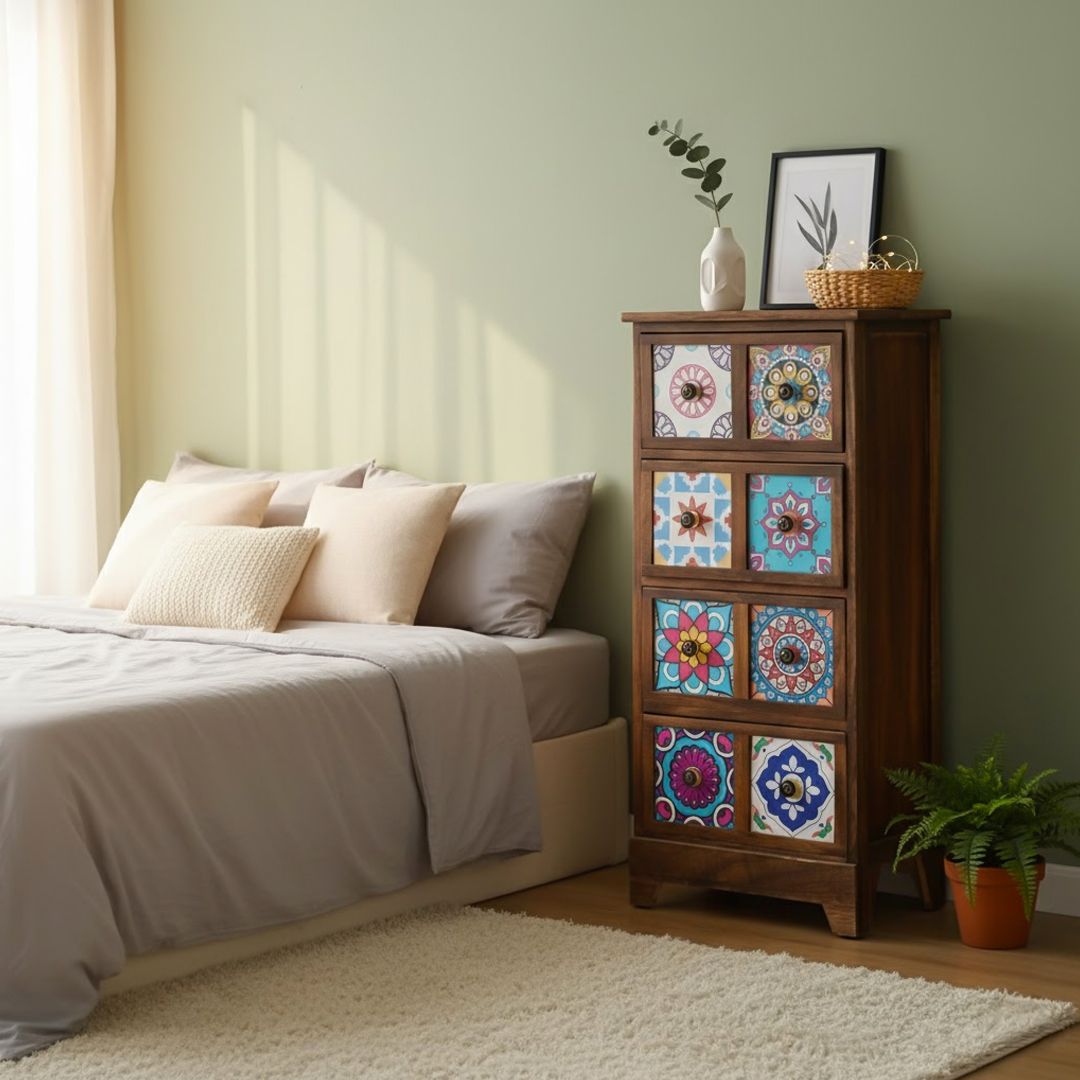 خزانة جانبية خشبية بتصميم فسيفسائي - 3