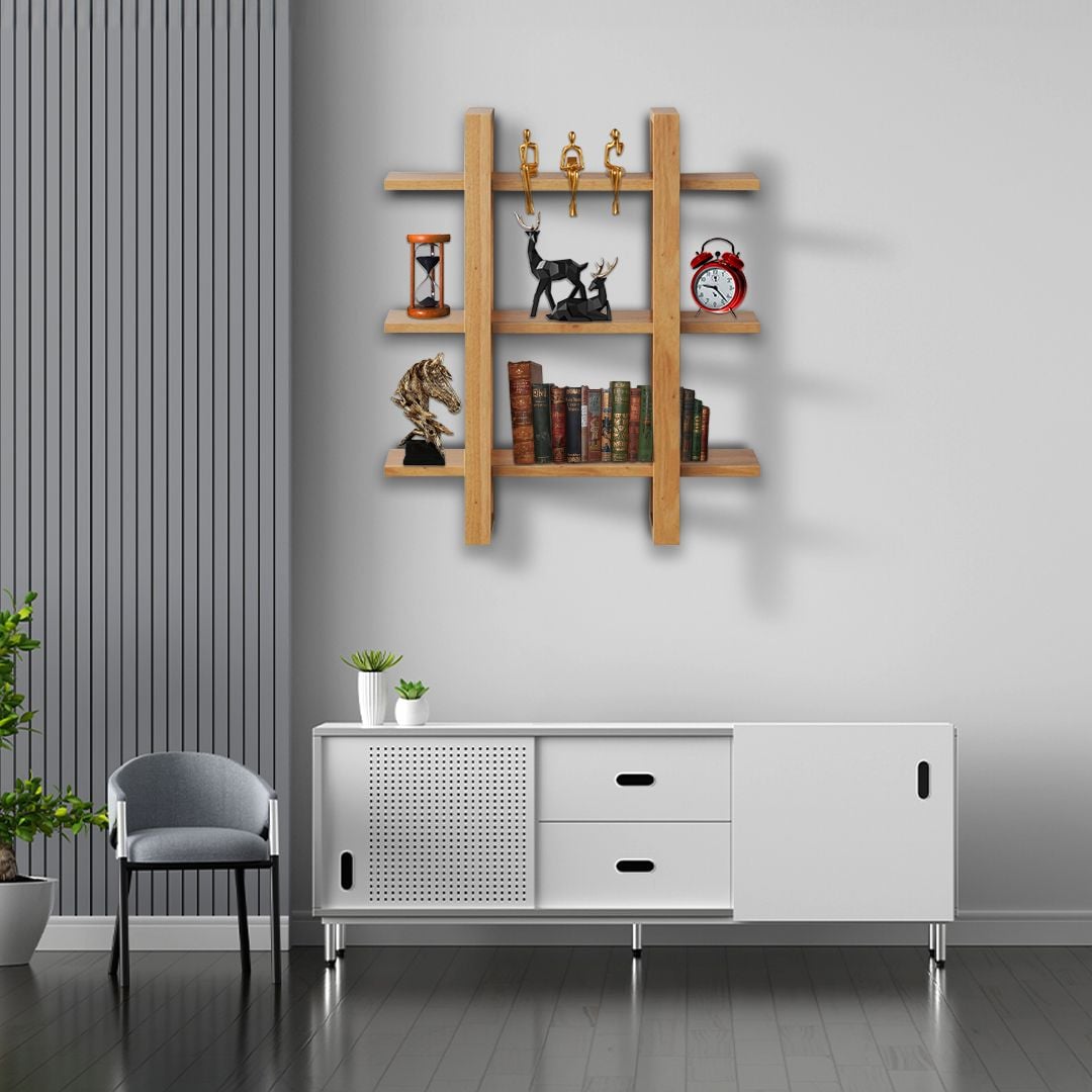 Geometric Design Wooden Wall Shelves product thumbnail 6