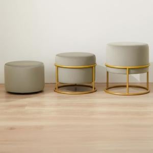 بوف بتصميم دائري و قاعدة معدنية ذهبية - 5