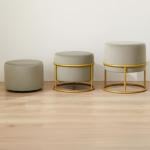 بوف بتصميم دائري و قاعدة معدنية ذهبية - 4