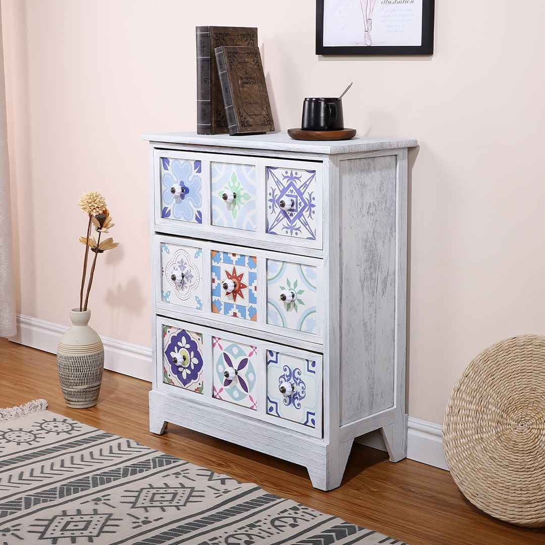 وحدة أدراج خشبية بتصميم فسيفسائي - 1