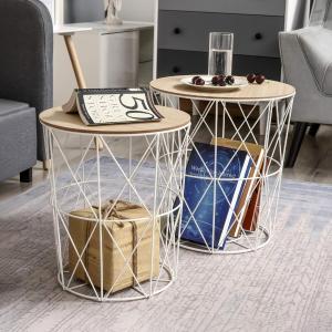 طاولة معدنية متعددة الاستخدام بغطاء خشبي